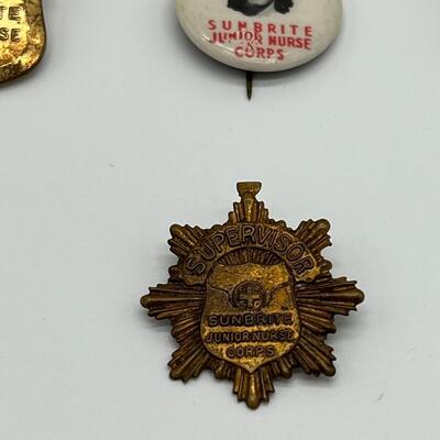 Lot of 1930s Sunbrite Junior Nurse Corps Badges Button and Pin