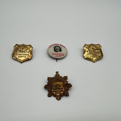 Lot of 1930s Sunbrite Junior Nurse Corps Badges Button and Pin