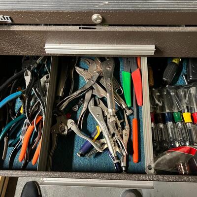 Lot of Quality Stacking and Rolling Kennedy Tool Cabinet Full of Tools