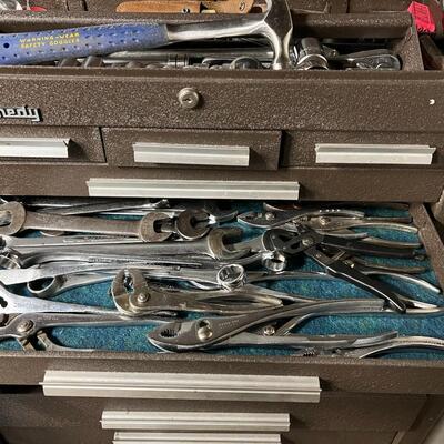 Lot of Quality Stacking and Rolling Kennedy Tool Cabinet Full of Tools