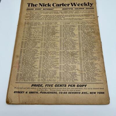 1909 Nick Carter New Weekly Magazine and 1920s or 1930s Nick Carter Club Badge B40