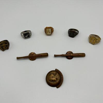 1920s and 1930s Lot of 8 Antique Rings and Pins