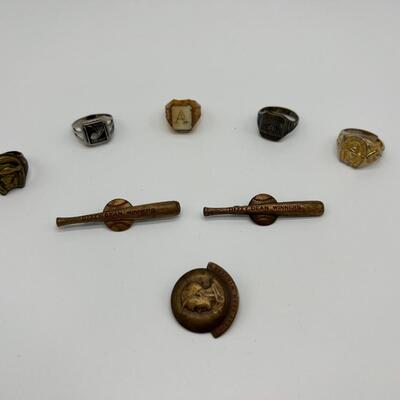 1920s and 1930s Lot of 8 Antique Rings and Pins