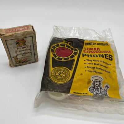 Antique Lot of 1906 Buster Brown Playing Cards and Vintage Lunar Command Phones