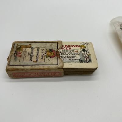 Antique Lot of 1906 Buster Brown Playing Cards and Vintage Lunar Command Phones