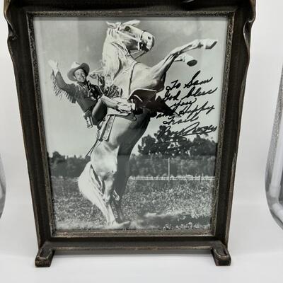 Rare Hand Signed Roy Rogers Framed Autographed Photo of Roy Riding his Horse Trigger