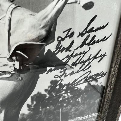 Rare Hand Signed Roy Rogers Framed Autographed Photo of Roy Riding his Horse Trigger