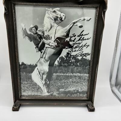 Rare Hand Signed Roy Rogers Framed Autographed Photo of Roy Riding his Horse Trigger