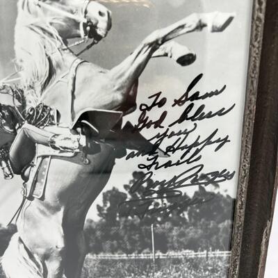 Rare Hand Signed Roy Rogers Framed Autographed Photo of Roy Riding his Horse Trigger
