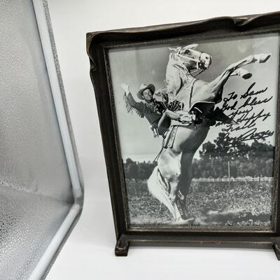 Rare Hand Signed Roy Rogers Framed Autographed Photo of Roy Riding his Horse Trigger