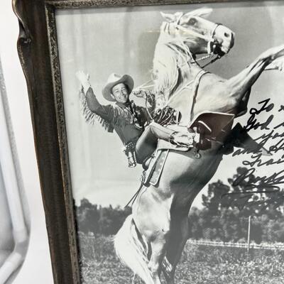 Rare Hand Signed Roy Rogers Framed Autographed Photo of Roy Riding his Horse Trigger