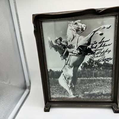 Rare Hand Signed Roy Rogers Framed Autographed Photo of Roy Riding his Horse Trigger