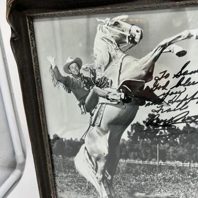 Rare Hand Signed Roy Rogers Framed Autographed Photo of Roy Riding his Horse Trigger