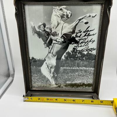 Rare Hand Signed Roy Rogers Framed Autographed Photo of Roy Riding his Horse Trigger