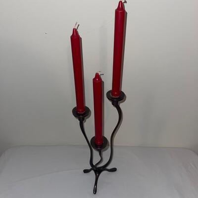 Pair of Candlestick Holders with Red Candlesticks (LR-SW)