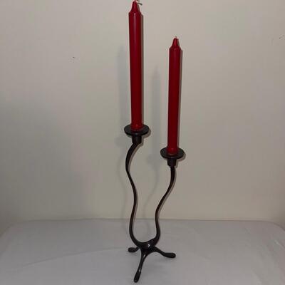 Pair of Candlestick Holders with Red Candlesticks (LR-SW)