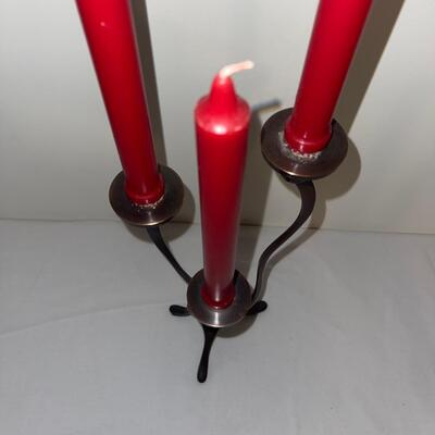 Pair of Candlestick Holders with Red Candlesticks (LR-SW)