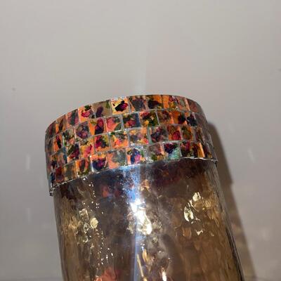 Ceramic and Glass Candleholders and Wastebasket (LR-SW)