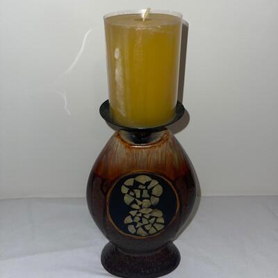 Ceramic and Glass Candleholders and Wastebasket (LR-SW)