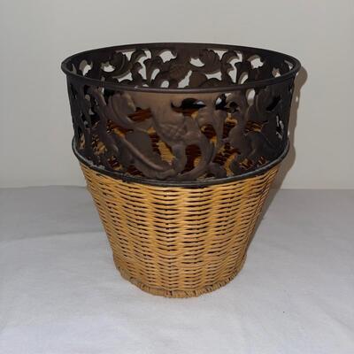 Ceramic and Glass Candleholders and Wastebasket (LR-SW)