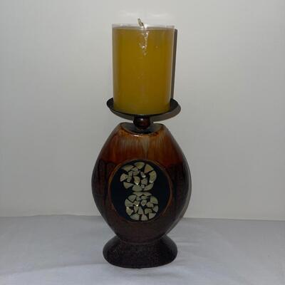 Ceramic and Glass Candleholders and Wastebasket (LR-SW)