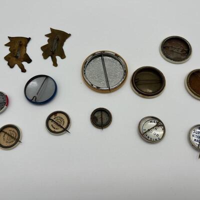 Lot of 13 Antique Superman Buttons and Pins