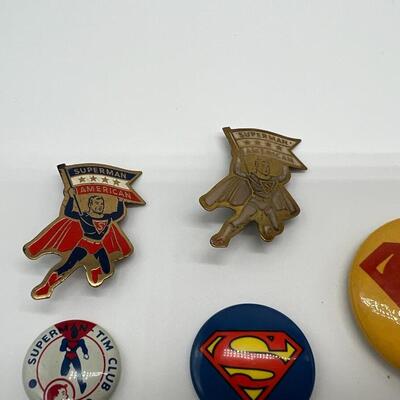 Lot of 13 Antique Superman Buttons and Pins