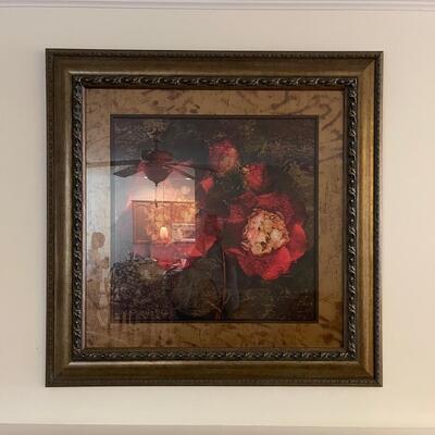 Large Framed Artwork of Red Flowers (LR-SW)