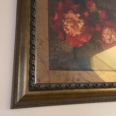 Large Framed Artwork of Red Flowers (LR-SW)