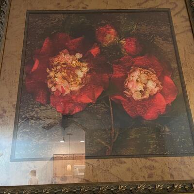 Large Framed Artwork of Red Flowers (LR-SW)