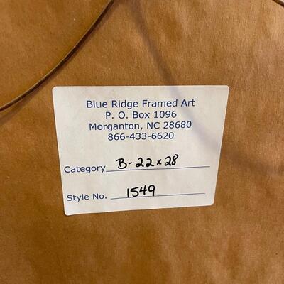 Long Tropical Plant Artwork with a Green and Gold Frame (H-SW)