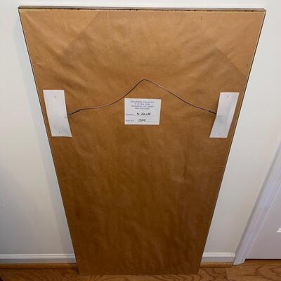 Long Tropical Plant Artwork with a Green and Gold Frame (H-SW)