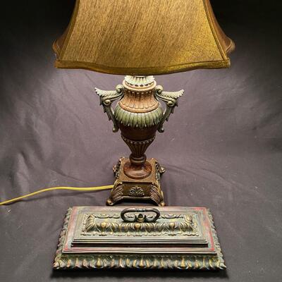 Table Lamp with Bronze Lampshade and Long Treasure Box (H-SW)