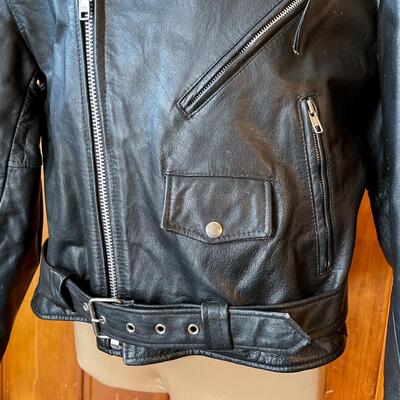 WILSONâ€™S BLACK LEATHER INSULATED MOTORCYCLE JACKET - SIZE LARGE