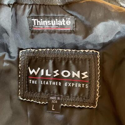 WILSONâ€™S BLACK LEATHER INSULATED MOTORCYCLE JACKET - SIZE LARGE