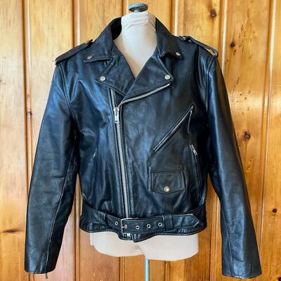 WILSONâ€™S BLACK LEATHER INSULATED MOTORCYCLE JACKET - SIZE LARGE