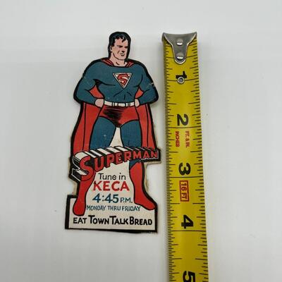 Rare circa 1940 Superman KECA Radio Cut Out Paper Sticker
