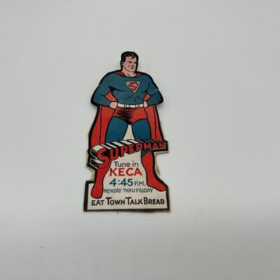 Rare circa 1940 Superman KECA Radio Cut Out Paper Sticker