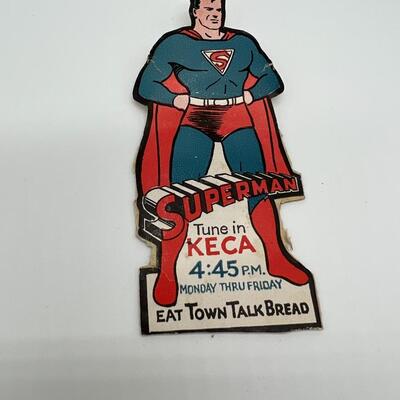 Rare circa 1940 Superman KECA Radio Cut Out Paper Sticker