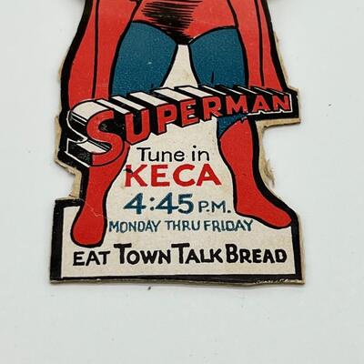 Rare circa 1940 Superman KECA Radio Cut Out Paper Sticker