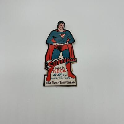 Rare circa 1940 Superman KECA Radio Cut Out Paper Sticker