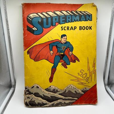 Rare 1940s Superman Scrapbook with Vintage News and Photo Clippings Ephemera