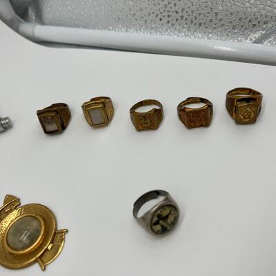 Lot of 21 Tom Mix Rings Badges Pins and Pendants from 1940s and 1950s