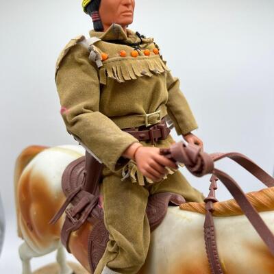 Vintage Lone Ranger and Tonto Action Figure with Horse Figurines that Bend