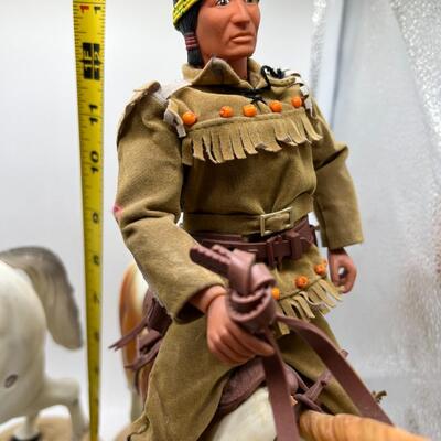 Vintage Lone Ranger and Tonto Action Figure with Horse Figurines that Bend
