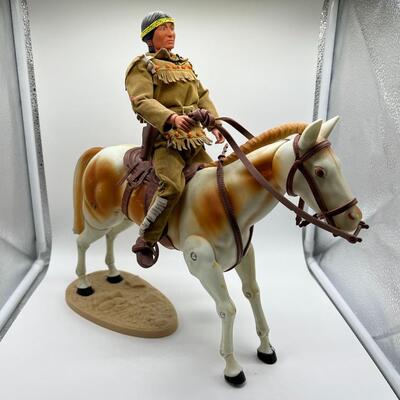Vintage Lone Ranger and Tonto Action Figure with Horse Figurines that Bend