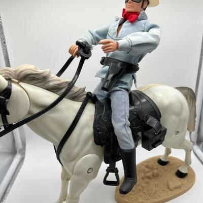 Vintage Lone Ranger and Tonto Action Figure with Horse Figurines that Bend