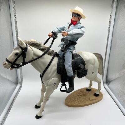 Vintage Lone Ranger and Tonto Action Figure with Horse Figurines that Bend