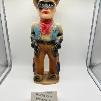 Antique Circa 1948 Chalkware Lone Ranger Cowboy Kid Statue Figurine Prize from Playland in Seattle
