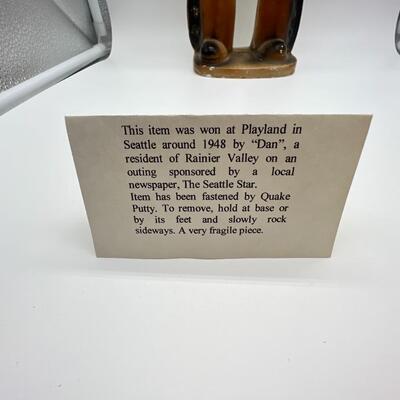 Antique Circa 1948 Chalkware Lone Ranger Cowboy Kid Statue Figurine Prize from Playland in Seattle